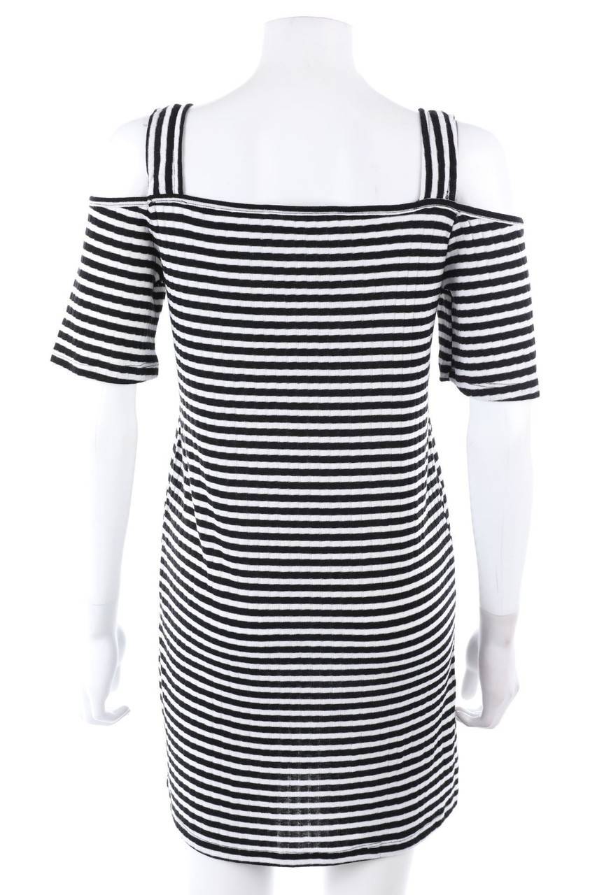 Carou Ohne Label Cold-Shoulder-Streifen-Minikleid mit Knöpfen Kostenloser Versand
