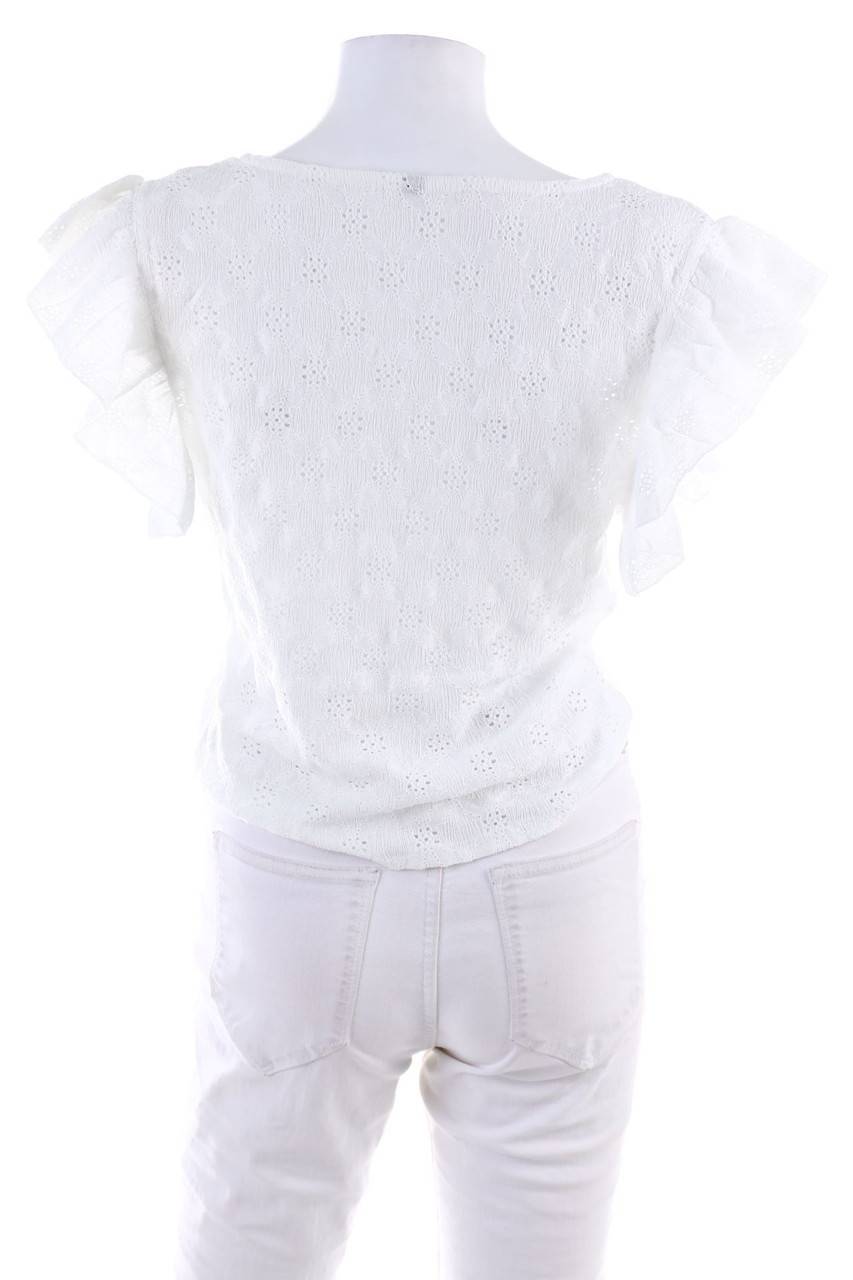 Carou Ohne Label Kurzarm-Bluse mit Lochspitze Heißer Verkauf