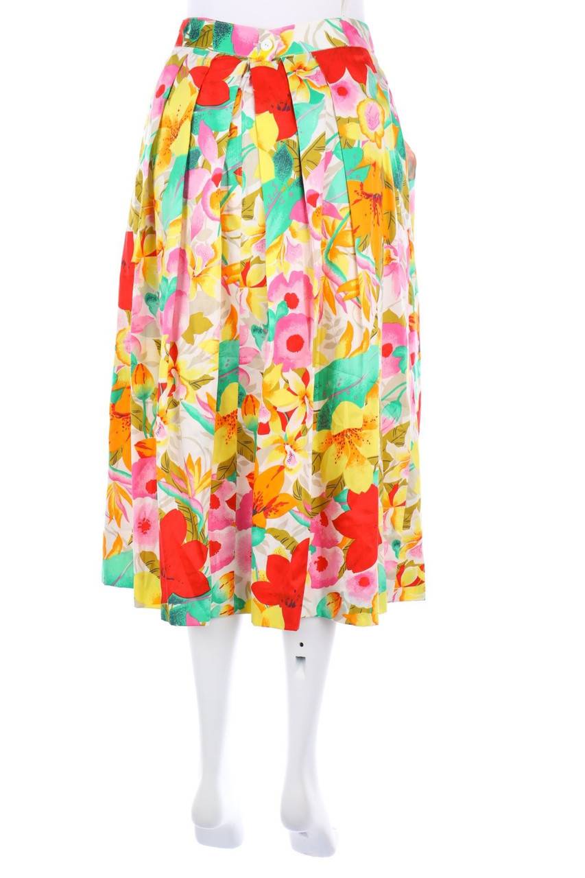 Carou VINTAGE Vintage-Midirock mit Blumen-Print im Angebot