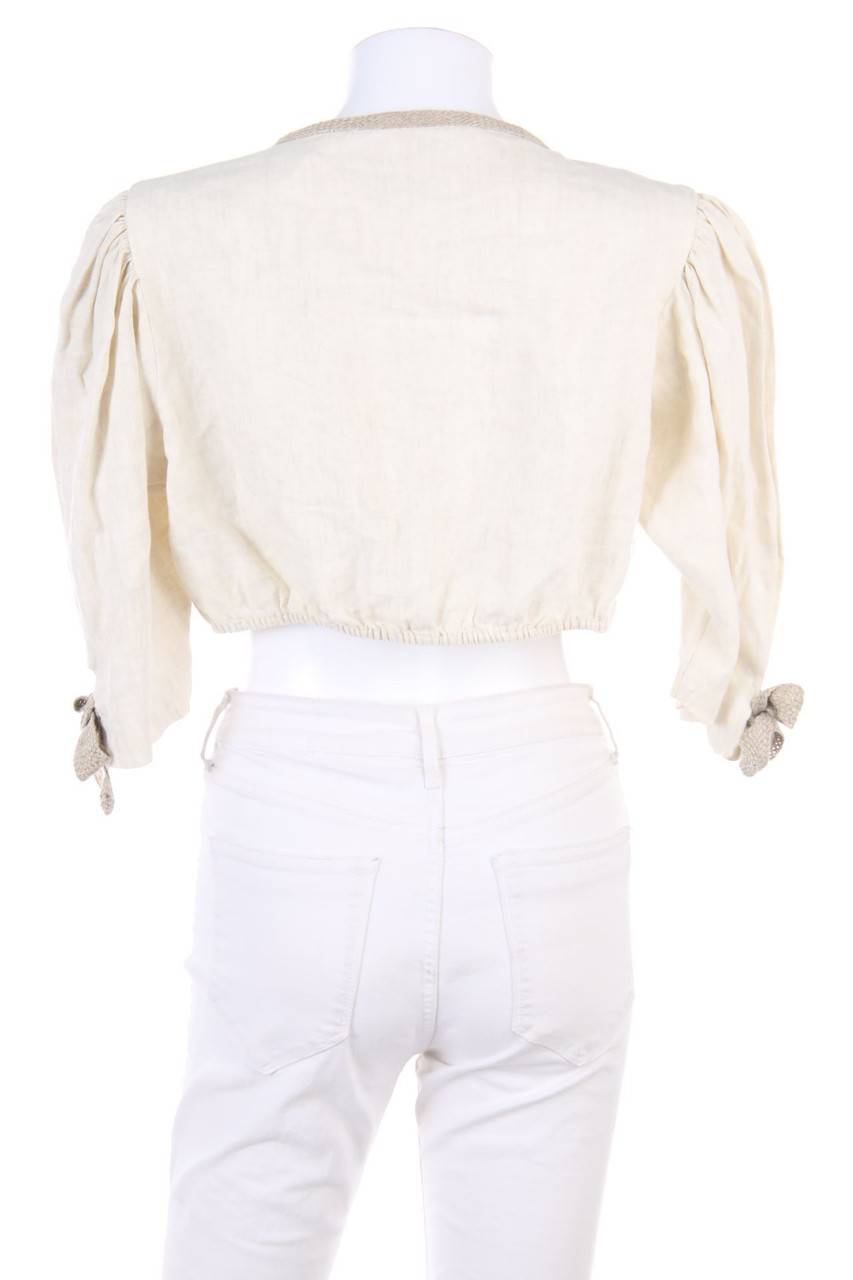 Carou SPORTALM KITZBÜHEL Cropped-Trachten-Bluse aus Leinen Limitierter Zeitrabatt