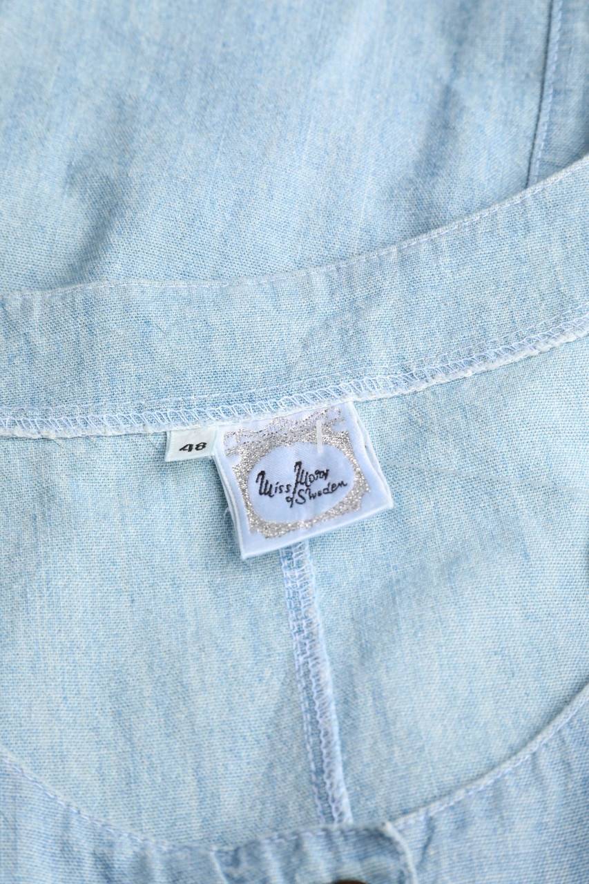 Carou VINTAGE Blusentop in Denim-Optik mit aufgesetzten Taschen Nur noch ein Tag übrig