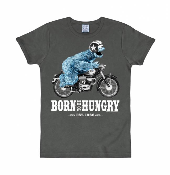 Logoshirt Sesamstrasse - Krümelmonster - Motorrad - Born To Be Hungry - T-Shirt Print - Herren Outlet