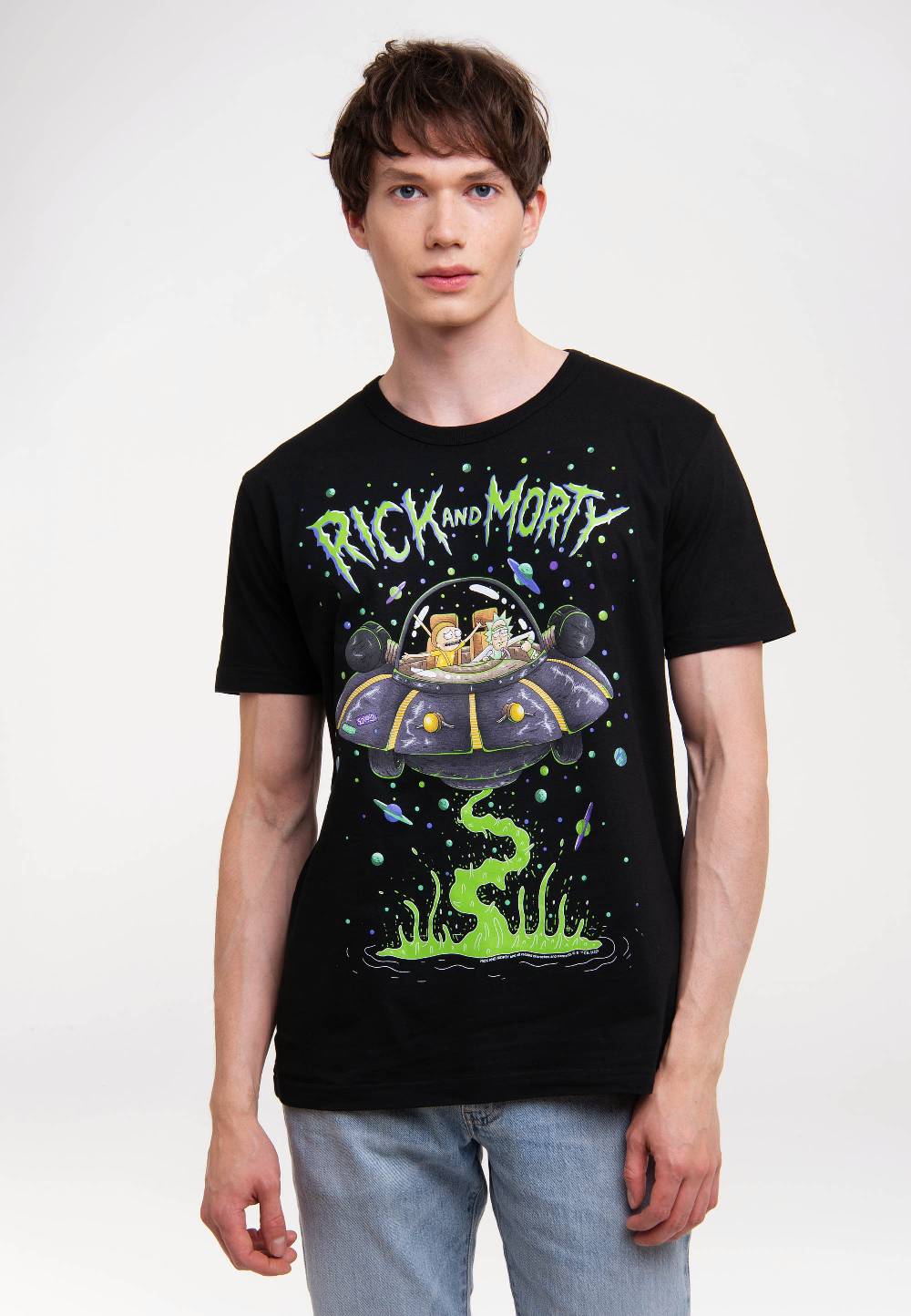Logoshirt Rick & Morty - Raumschiff - T-Shirt Print - Herren Auslauf