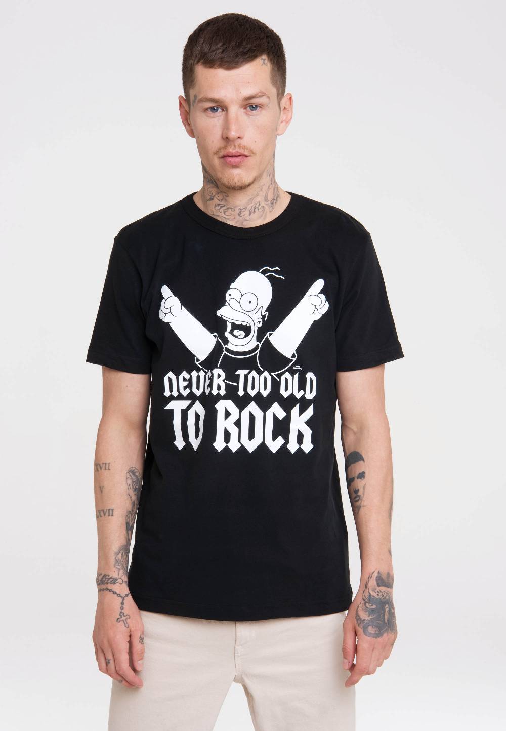 Logoshirt The Simpsons - Homer Simpson - Never Too Old To Rock - T-Shirt Print - Herren Verkauf