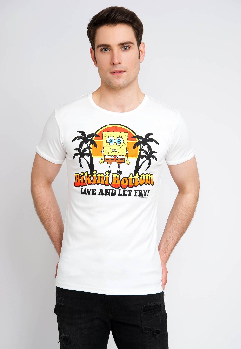 Logoshirt Spongebob - Bikini Bottom - Live And Let Fry - T-Shirt Print - Herren Riesige Ersparnisse