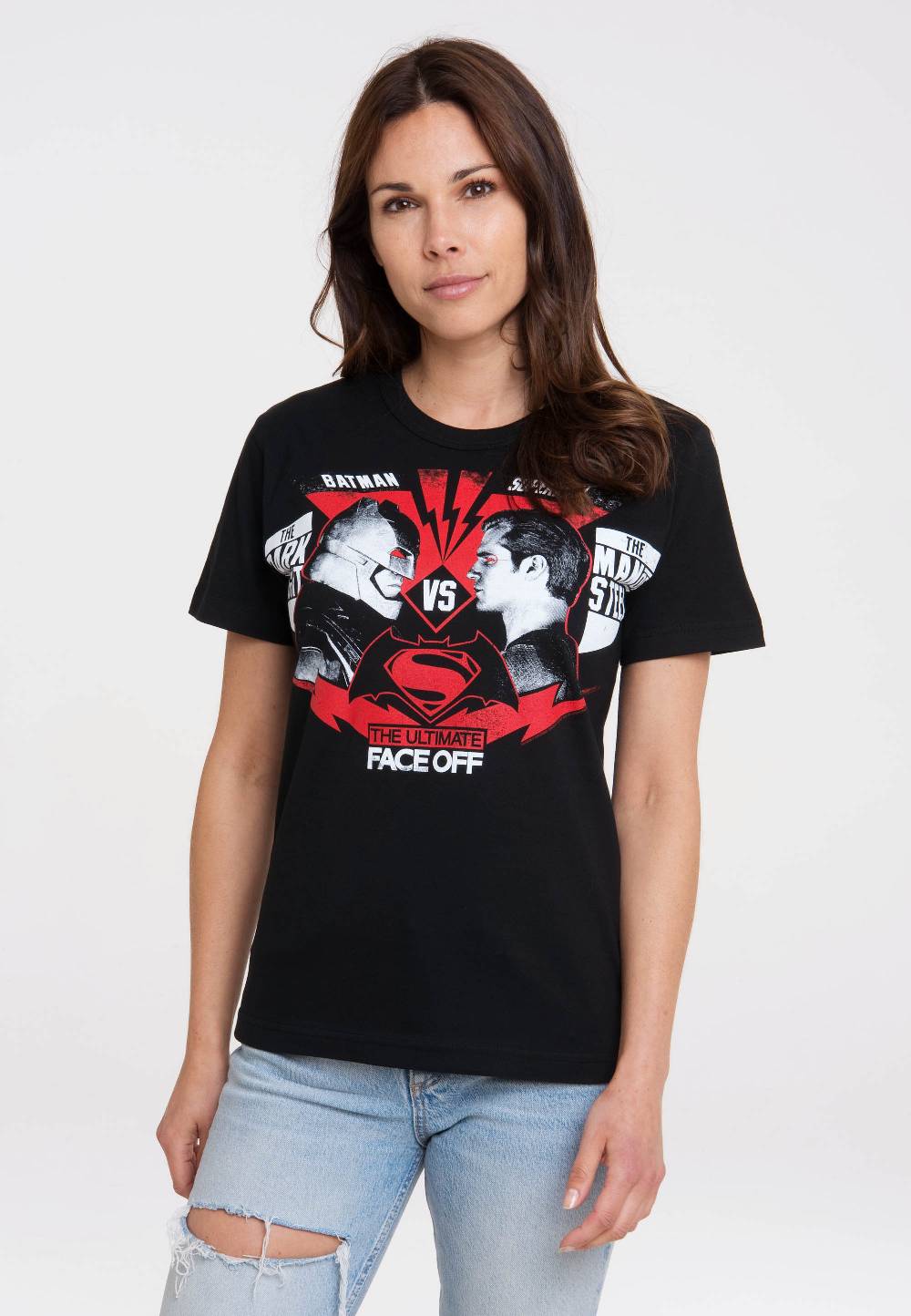 Logoshirt Batman v Superman - The Ultimate Face Off - DC Comics - T-Shirt Print - Damen Fabrikpreis