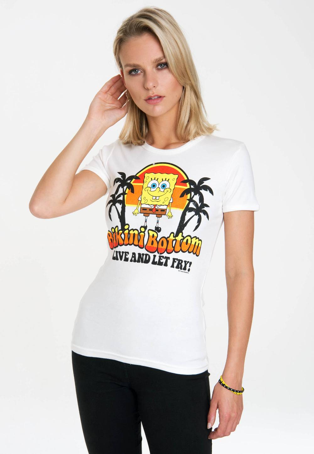 Logoshirt Spongebob - Bikini Bottom - Live And Let Fry - T-Shirt Print - Damen Sonderangebot