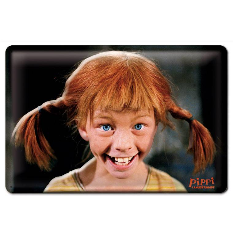 Logoshirt Pippi Langstrumpf - Lacht - Blechschild - aus robustem Stahblech - gewölbt mit Prägung - 30 x 20 cm zollfrei