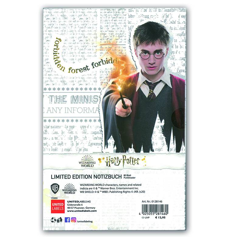 Logoshirt Harry Potter - Hogwarts Logo - Hardcover Notizbuch A5 - mit Gummiband - Gepunktet - Limited Edition Clearance-Verkauf