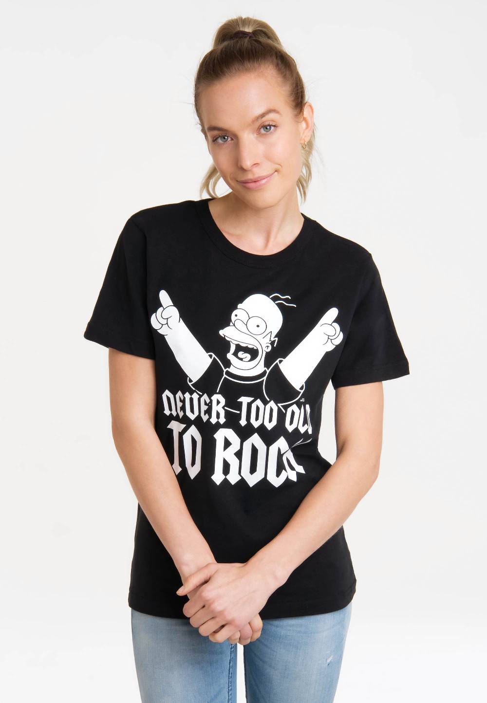 Logoshirt The Simpsons - Homer Simpson - Never Too Old To Rock - T-Shirt Print - Damen Angebote