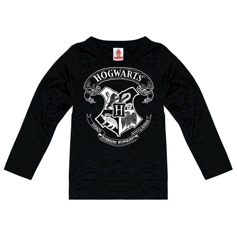 Logoshirt Harry Potter - Hogwarts Logo (Weiß) - Langarmshirt Print - Kinder Schlussverkauf