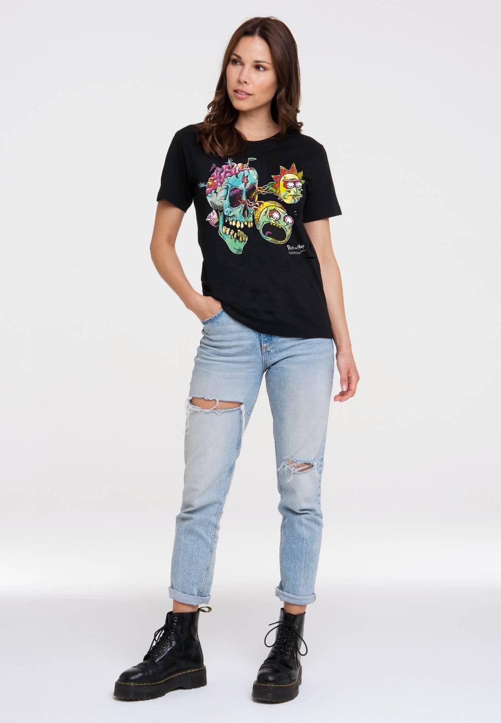 Logoshirt Rick & Morty - Eyeball Skull - T-Shirt Print - Damen Exklusivangebot