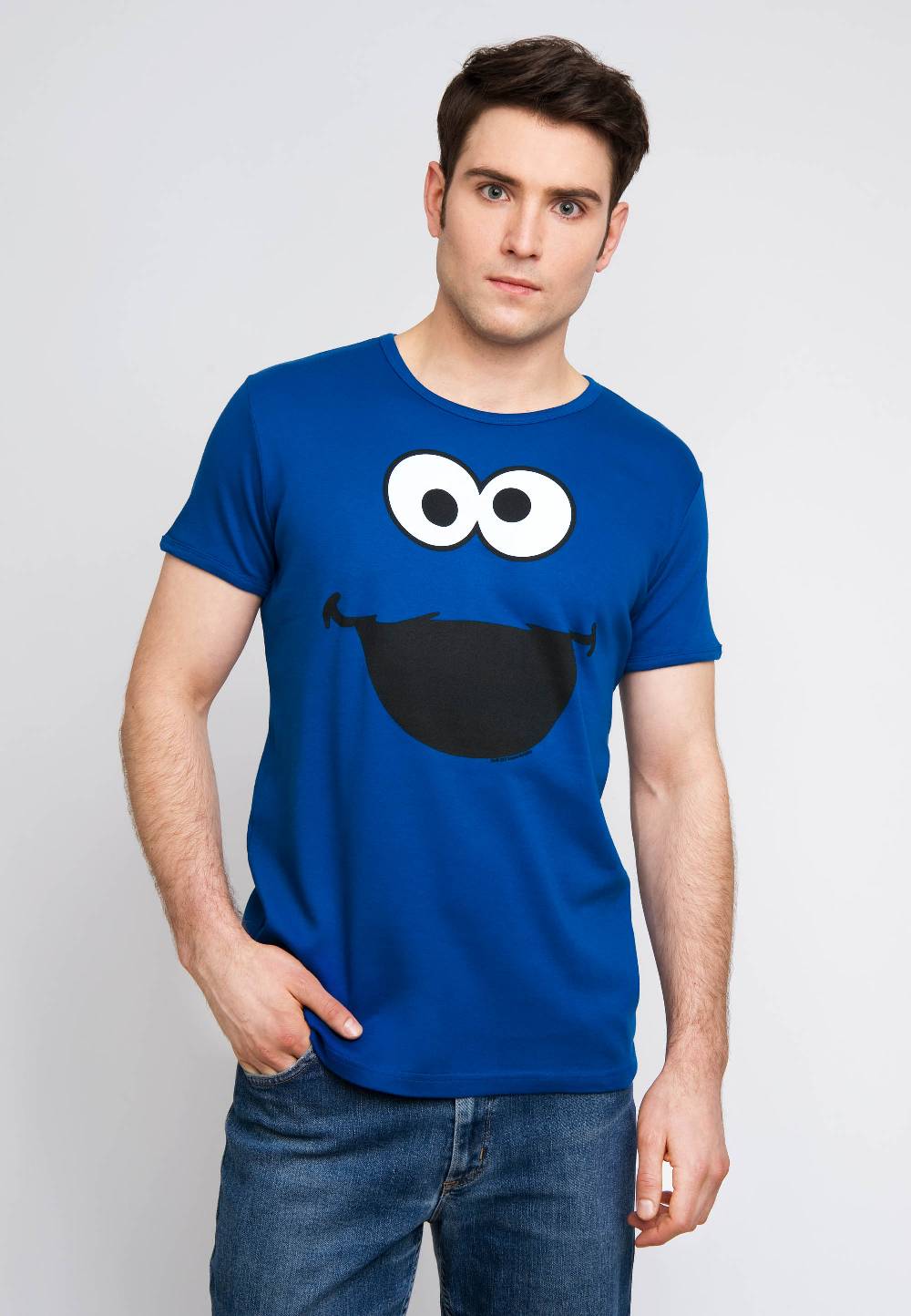 Logoshirt Sesamstrasse - Krümelmonster - Gesicht - T-Shirt Print - Herren Weihnachtsangebot