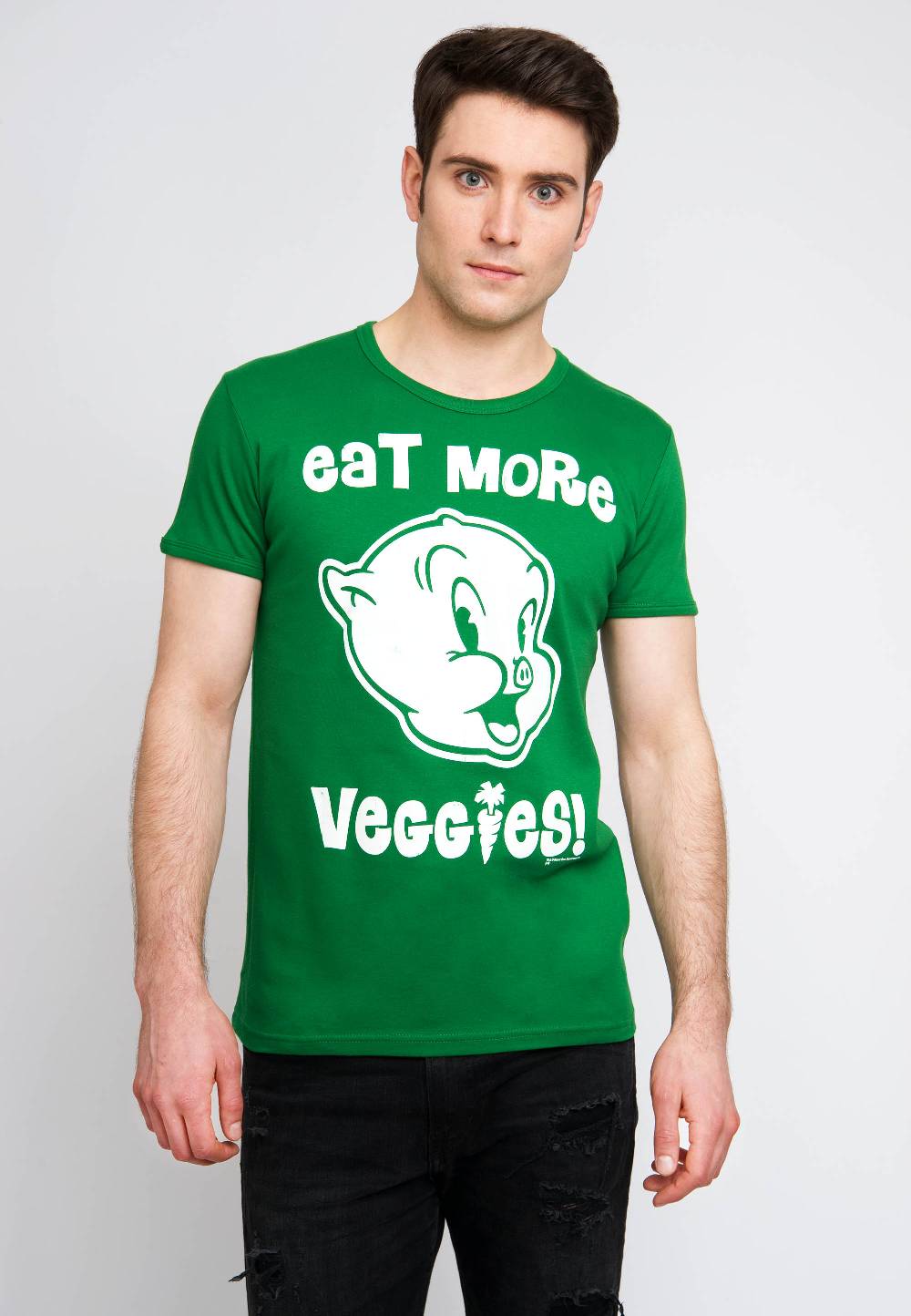 Logoshirt Looney Tunes - Schweinchen Dick - Eat More Veggies - T-Shirt Print - Herren Kauf eins, bekomm eins gratis
