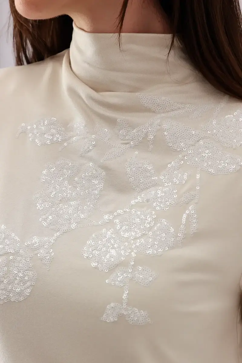 Monari Shirt mit toniger Pailletten-Blume Super Sparpreis