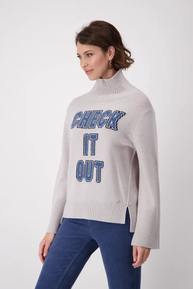 Monari Strickpullover mit Schrift Fabrik Onlineshop