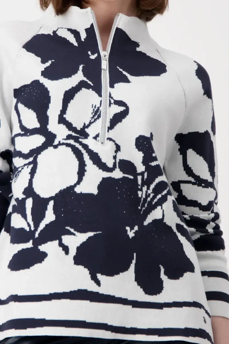 Monari Pullover mit Blumenmuster Saisonschlussverkauf