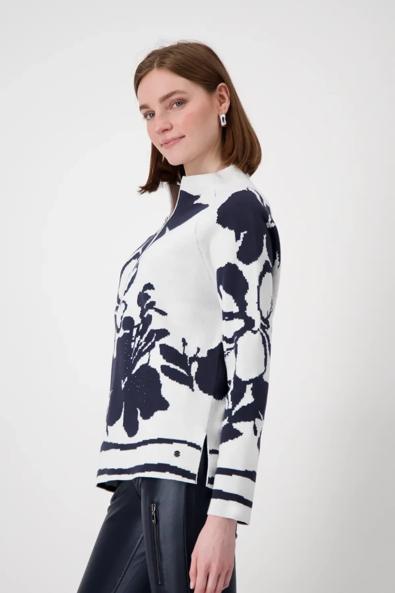 Monari Pullover mit Blumenmuster Saisonschlussverkauf
