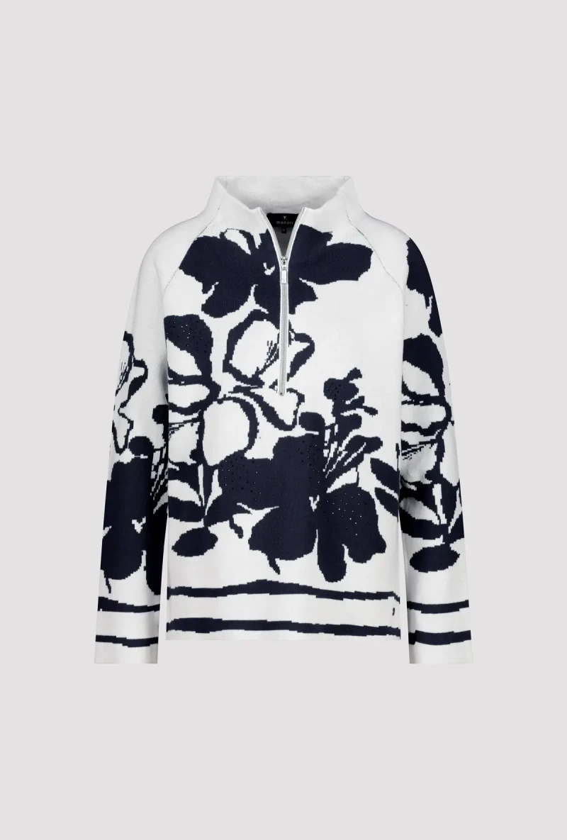 Monari Pullover mit Blumenmuster Saisonschlussverkauf