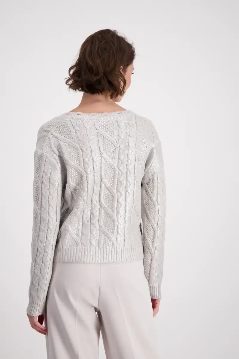 Monari Glänzender Pullover mit Zopfmuster Heißer Verkauf