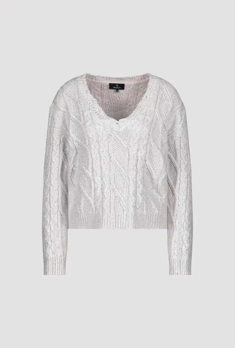 Monari Glänzender Pullover mit Zopfmuster Heißer Verkauf