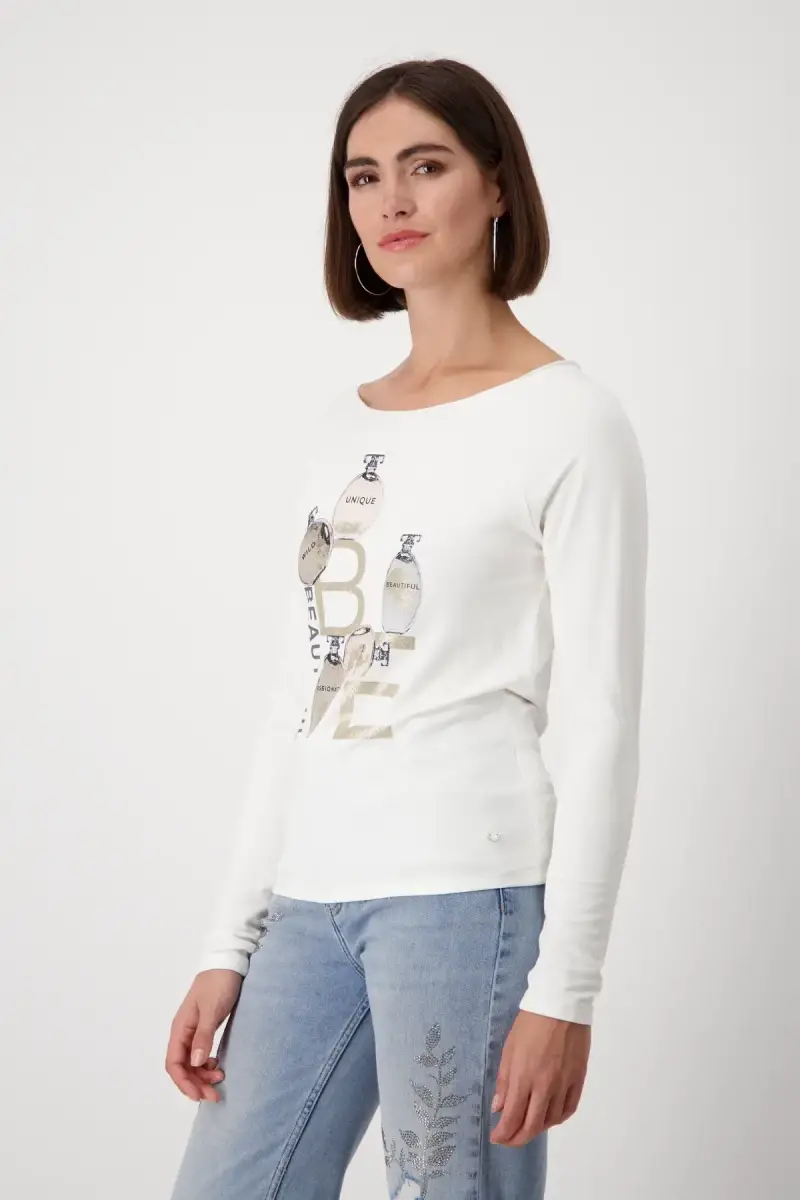 Monari Shirt mit Parfüm Flakons Print Sonderangebot der Fabrik