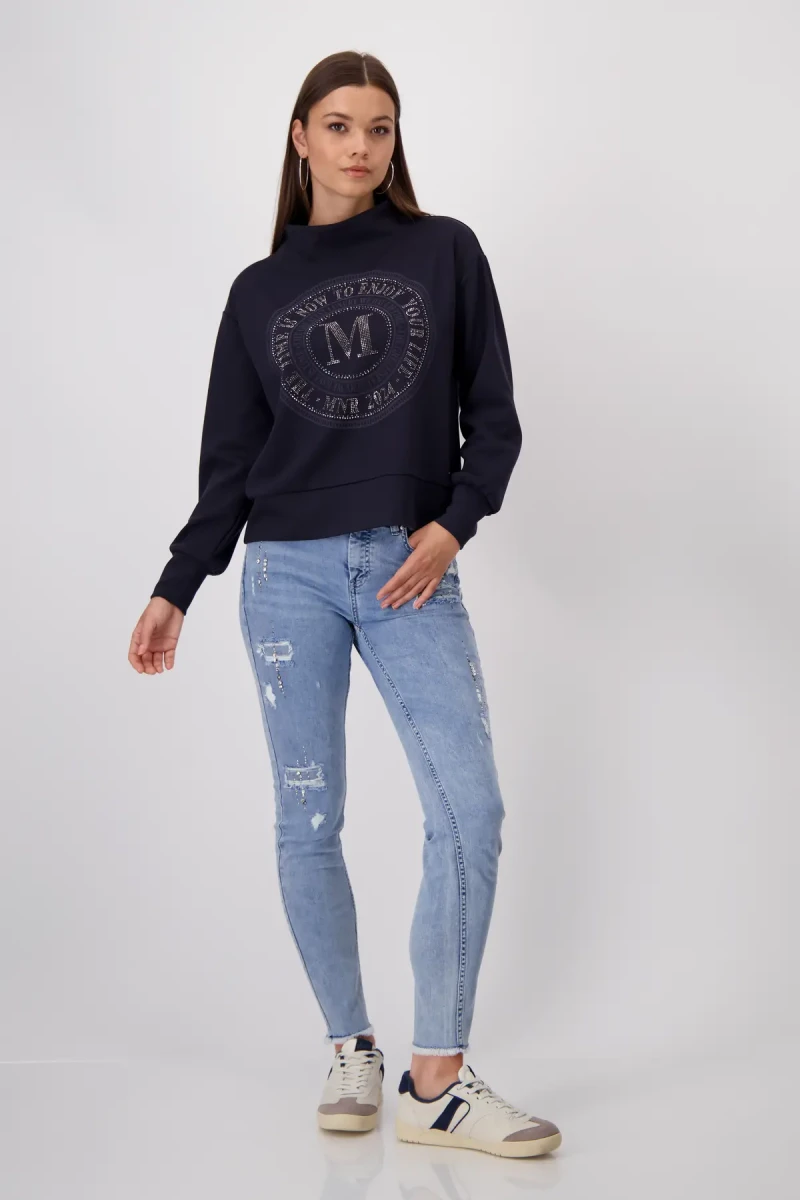 Monari Sweatshirt mit Emblem Print Im Verkauf