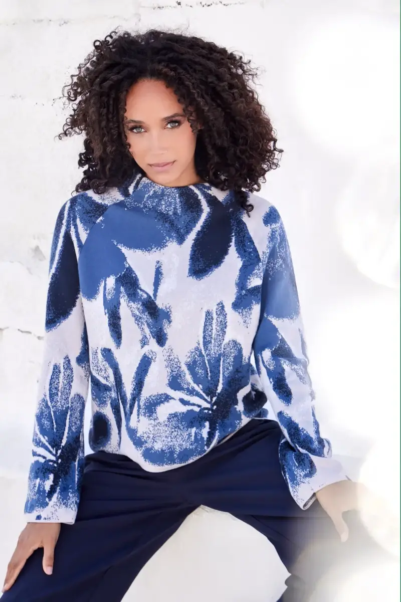 Monari Strickpullover mit Blumenmuster zollfrei