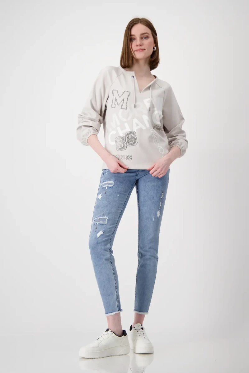 Monari Sweatshirt mit Schmuckschrift Rabatte dieses Monats