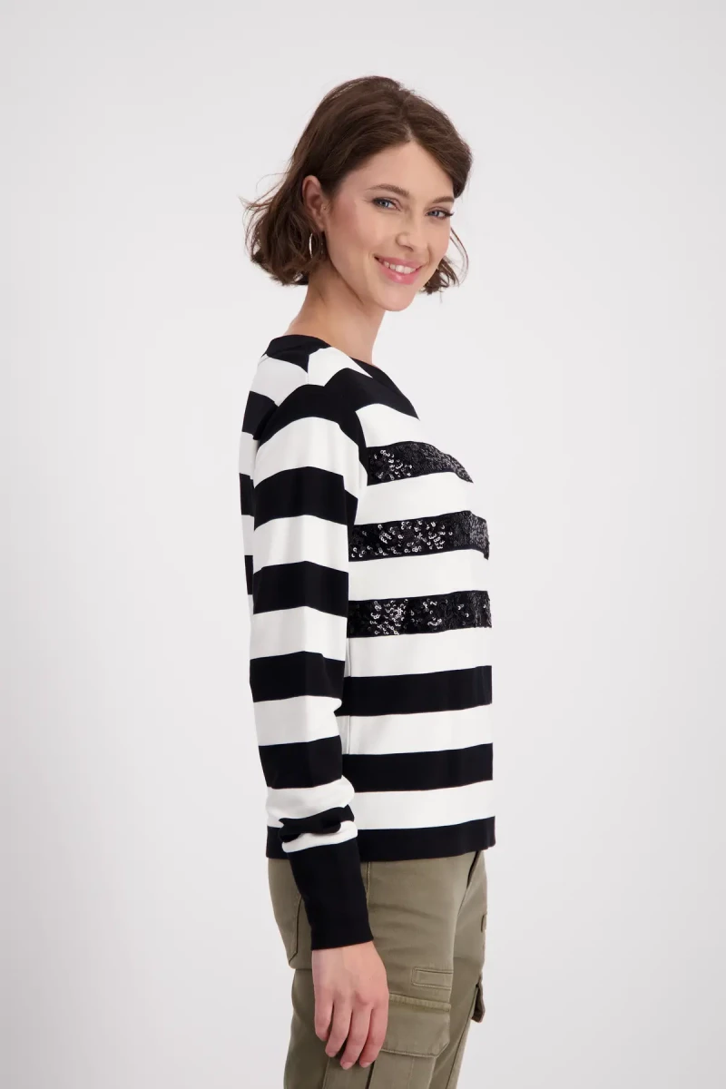 Monari Sweatshirt mit tonigen Pailletten Fabrikverkauf
