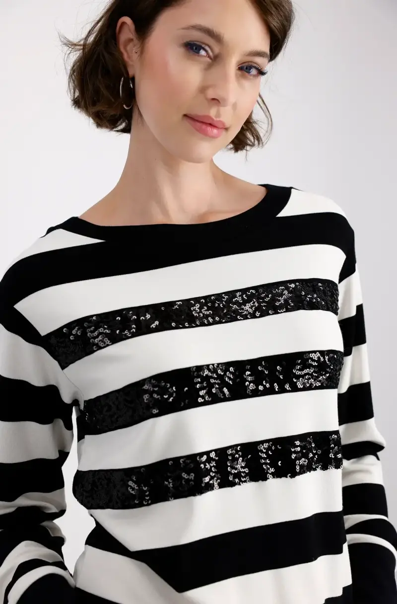 Monari Sweatshirt mit tonigen Pailletten Fabrikverkauf