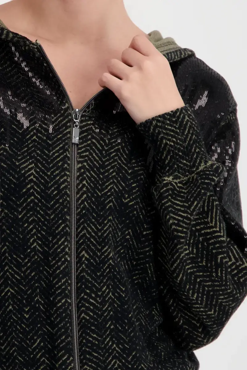 Monari Strickjacke mit Fischgratmuster und Pailletten Lagerräumung