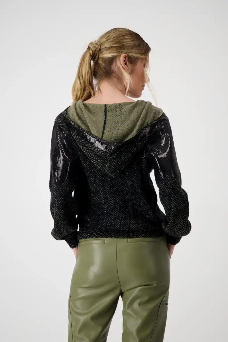 Monari Strickjacke mit Fischgratmuster und Pailletten Lagerräumung