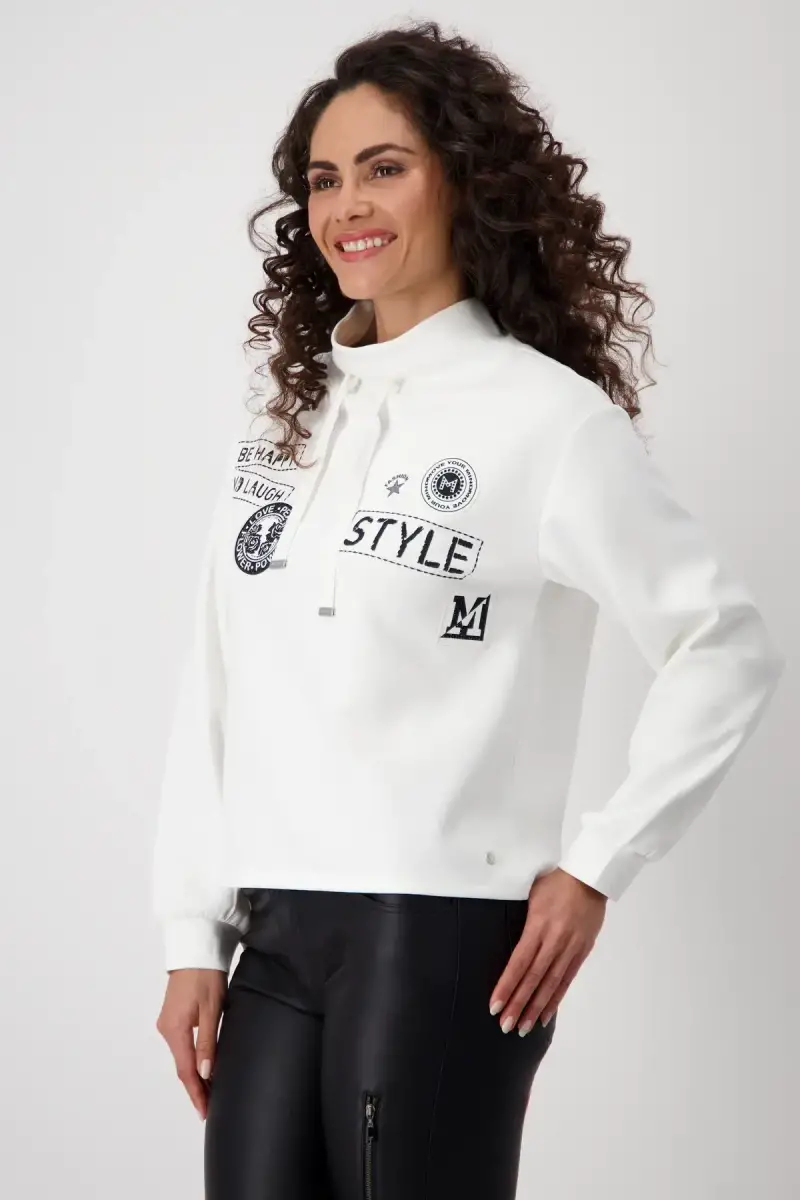 Monari Sweatshirt mit Patches und Strass Neueste Stile