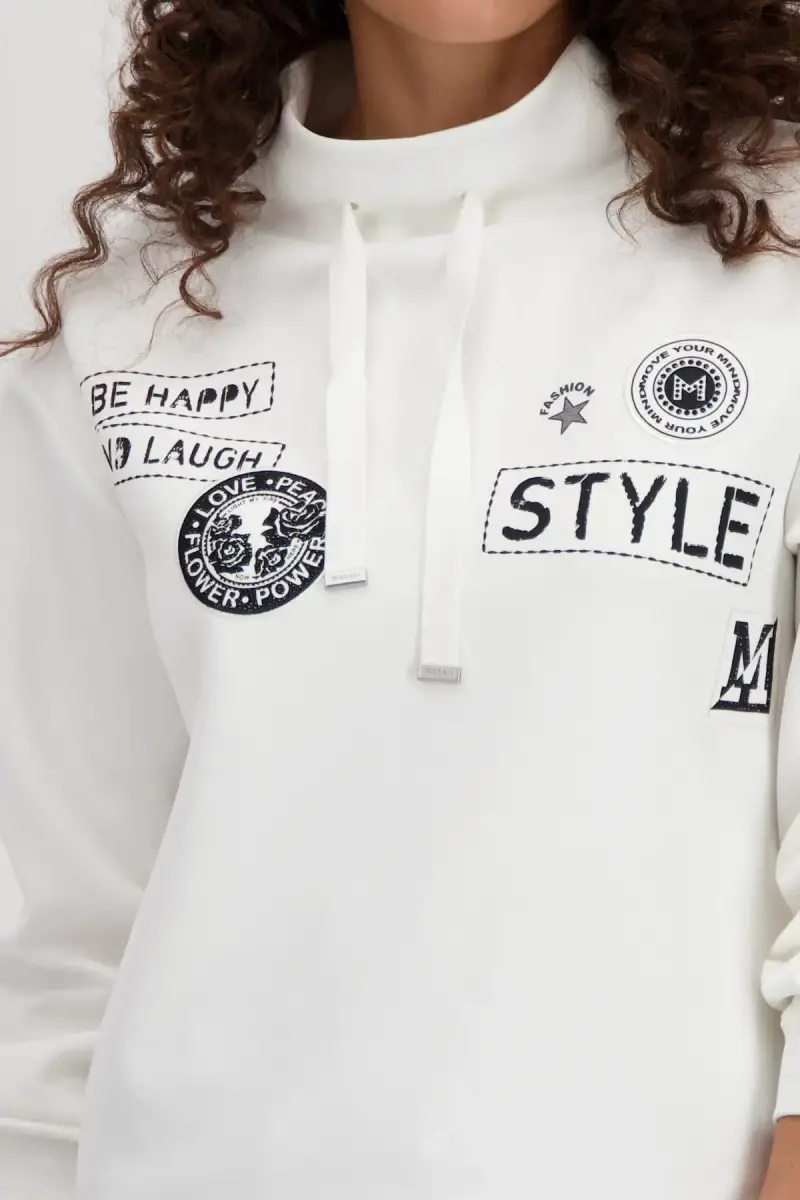 Monari Sweatshirt mit Patches und Strass Neueste Stile
