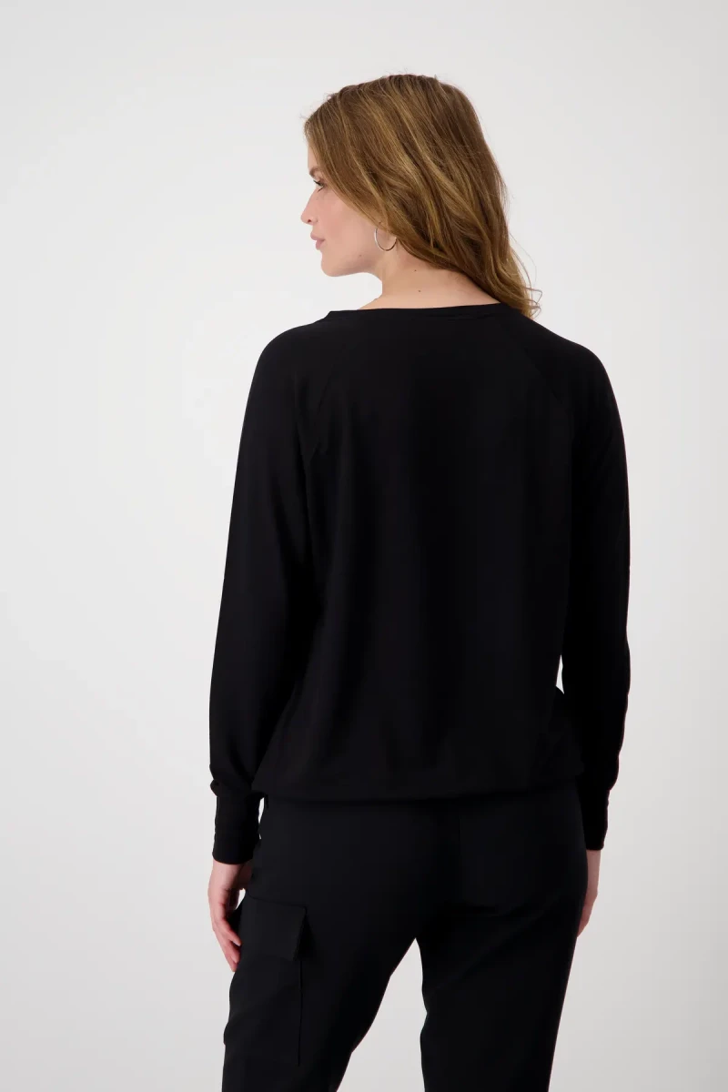 Monari Raglan Shirt mit Glitzerschrift Sonderangebot der Fabrik