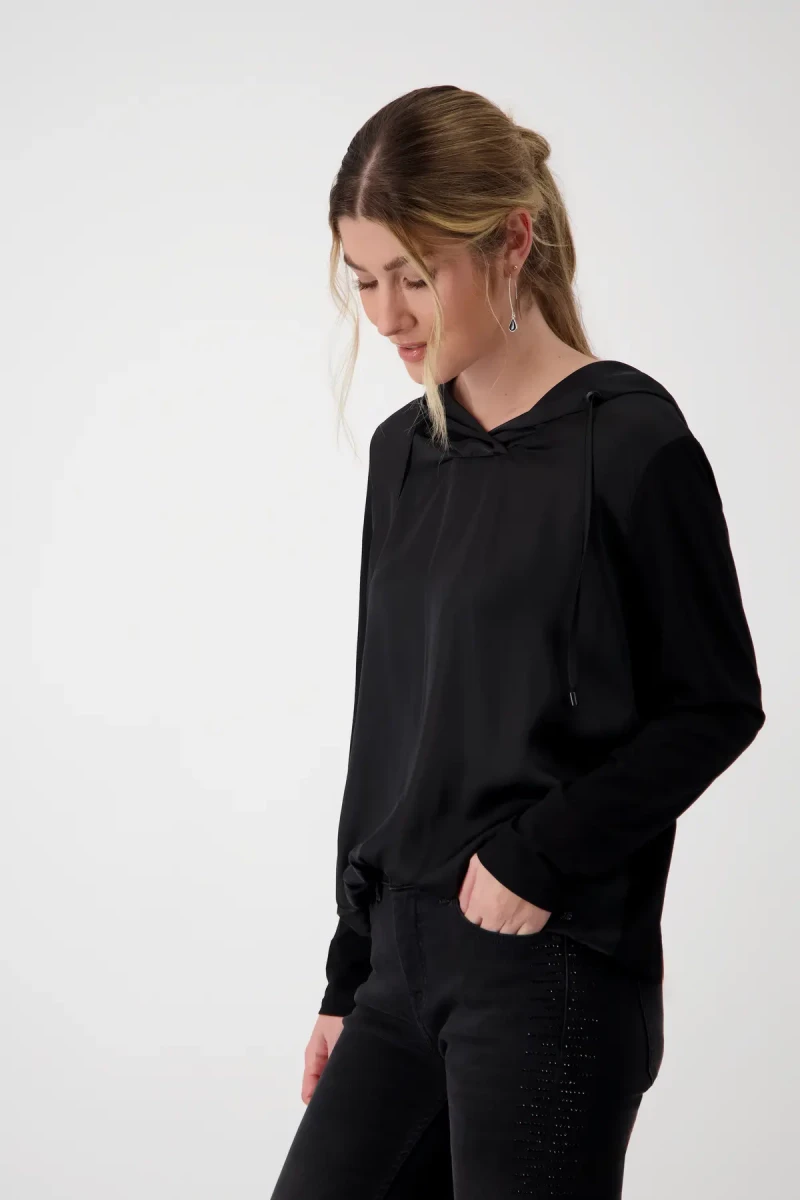 Monari Satin Blusenshirt mit Kapuze Kostenloser Versand international