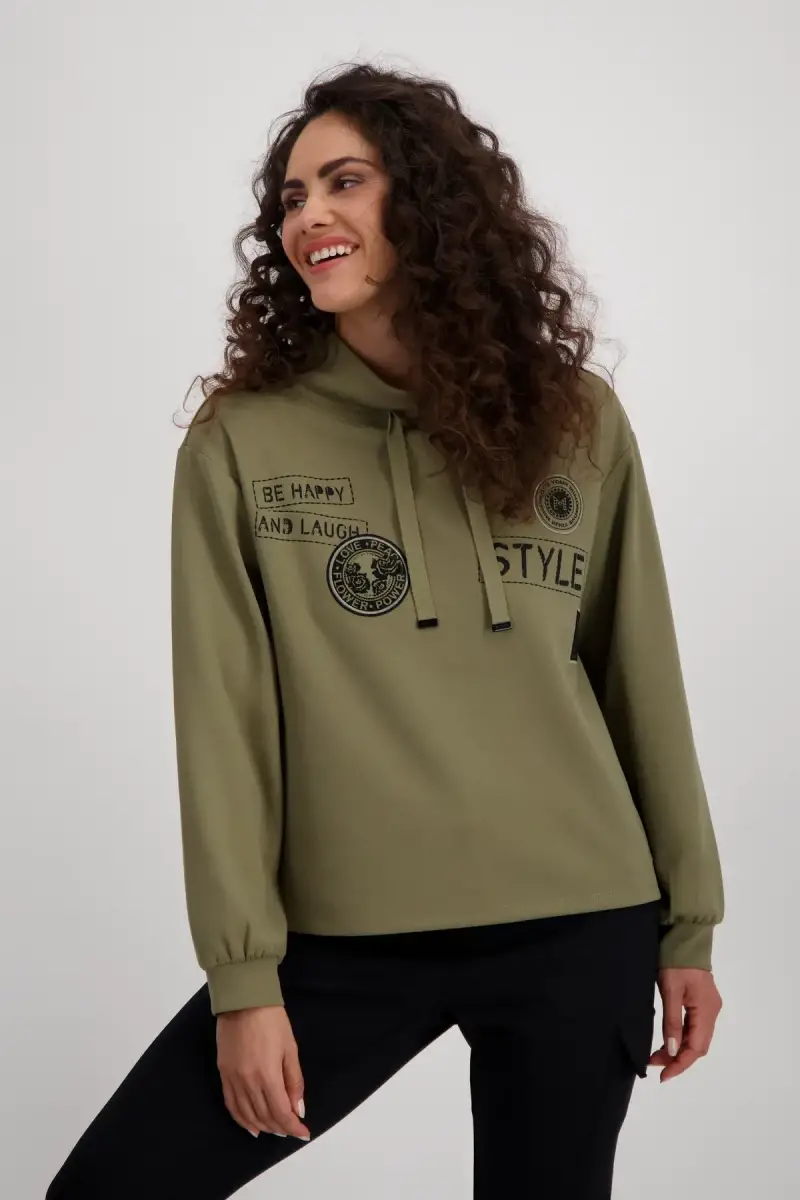 Monari Sweatshirt mit Patches und Strass Im Verkauf