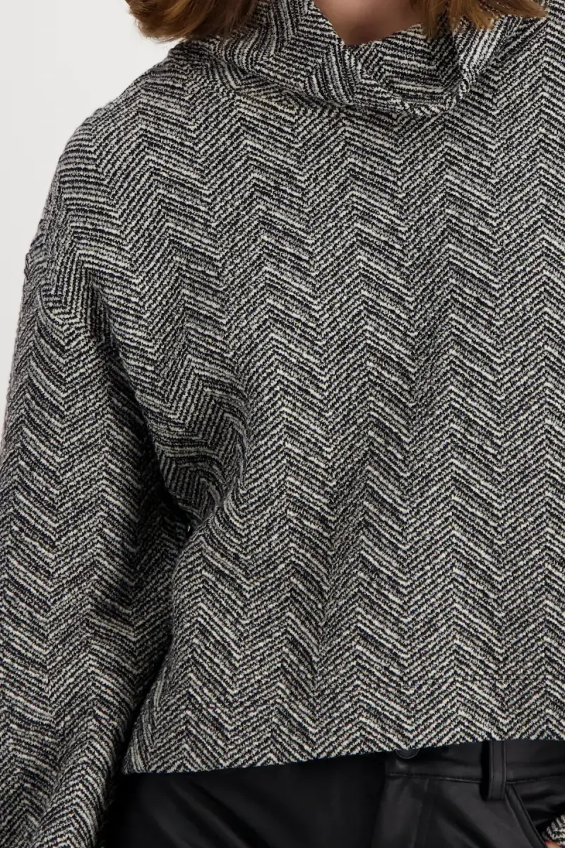 Monari Sweatshirt mit Fischgrat-Muster Fabrikverkauf