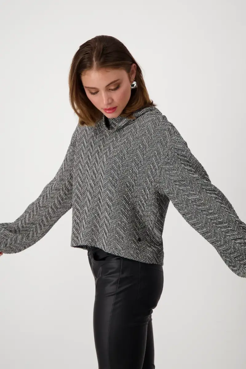 Monari Sweatshirt mit Fischgrat-Muster Fabrikverkauf