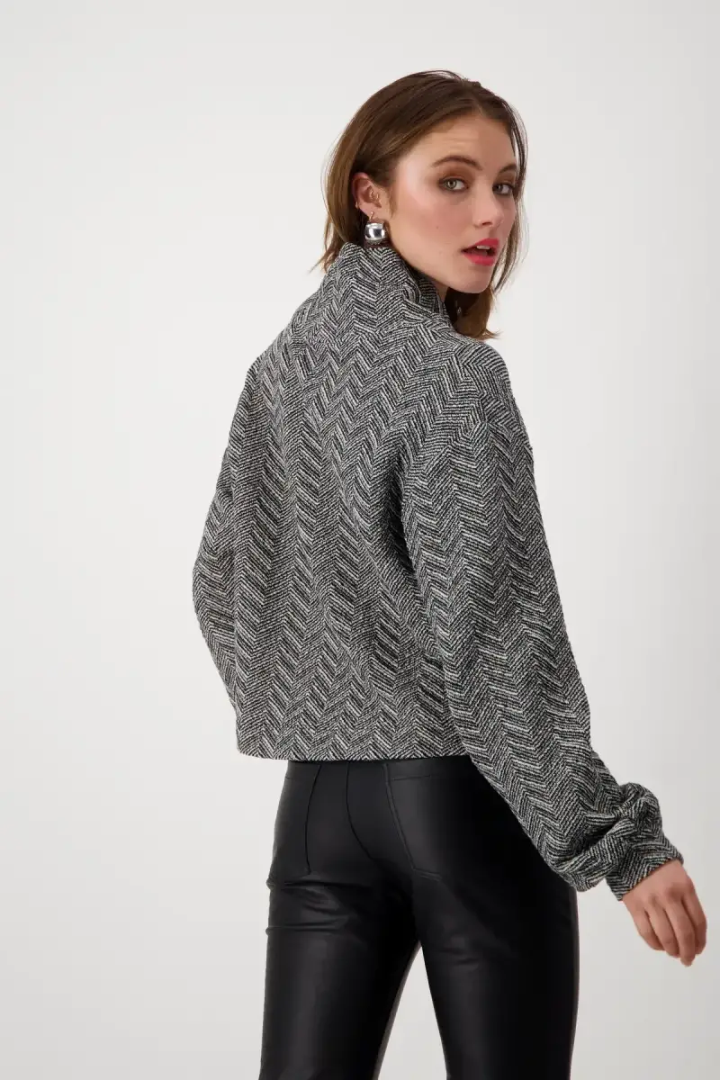 Monari Sweatshirt mit Fischgrat-Muster Fabrikverkauf
