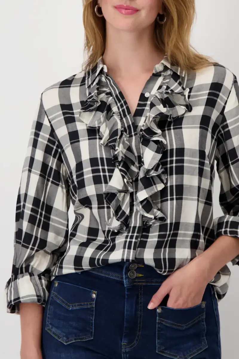 Monari Bluse mit Karomuster Fabrikpreis