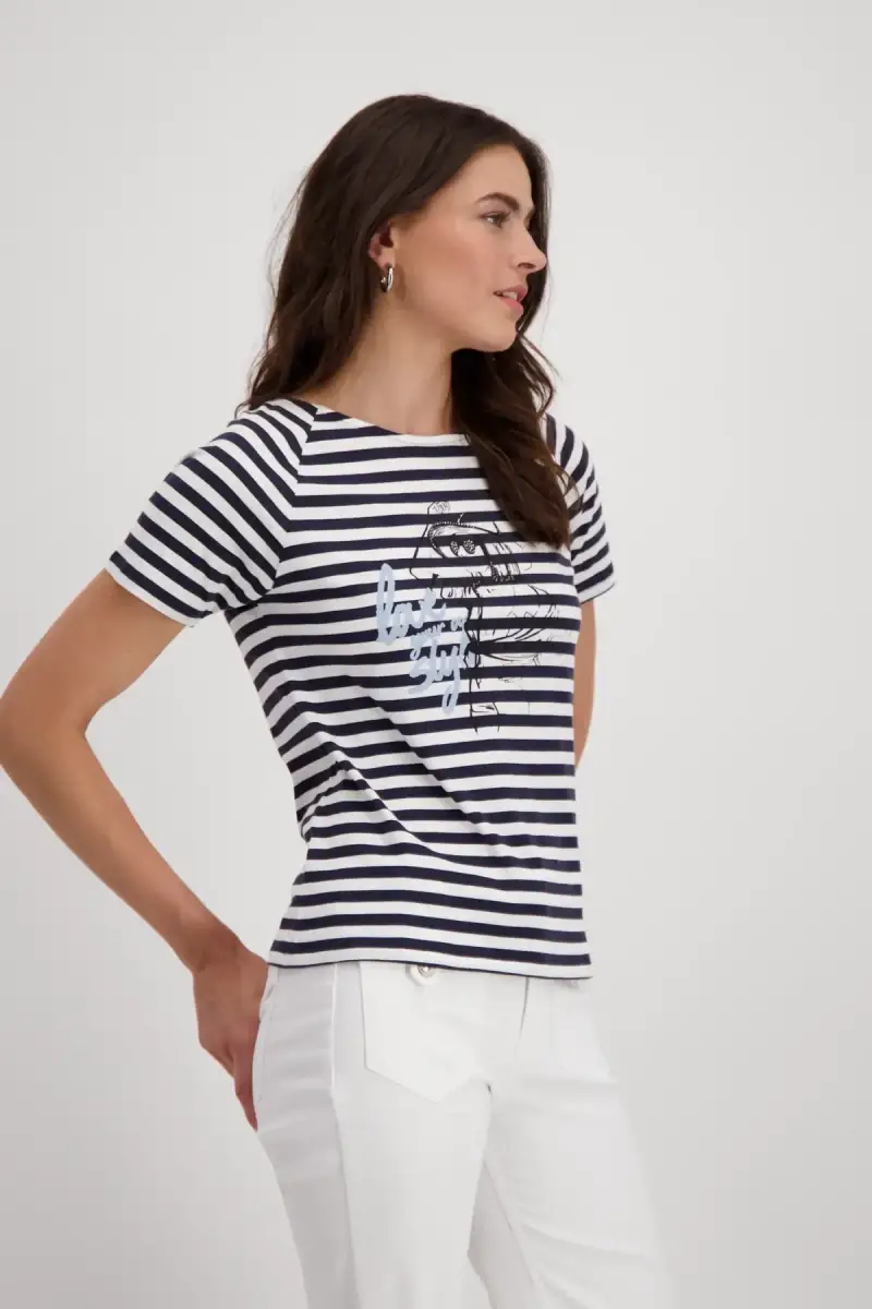 Monari Ringel Shirt mit Frauen Zeichnung Begrenzte Freigabe