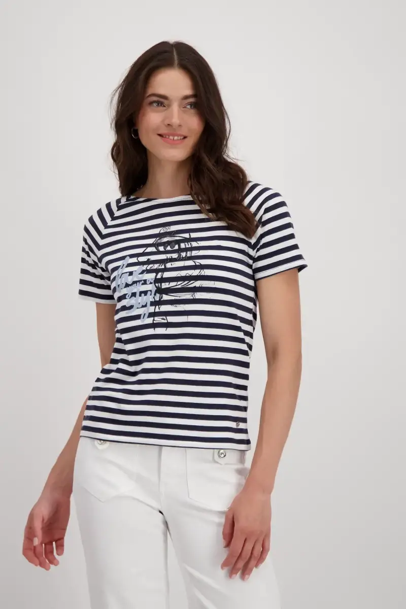 Monari Ringel Shirt mit Frauen Zeichnung Begrenzte Freigabe