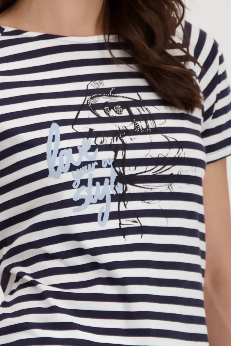 Monari Ringel Shirt mit Frauen Zeichnung Begrenzte Freigabe