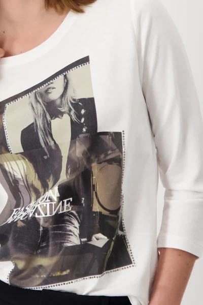 Monari T Shirt mit Strass Schrift Letzte 2 Tage