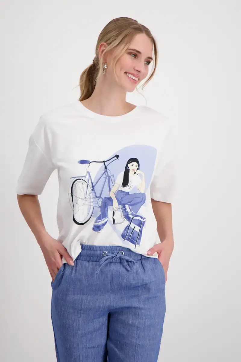 Monari T-Shirt mit Frauen Zeichnung Letzter Tag