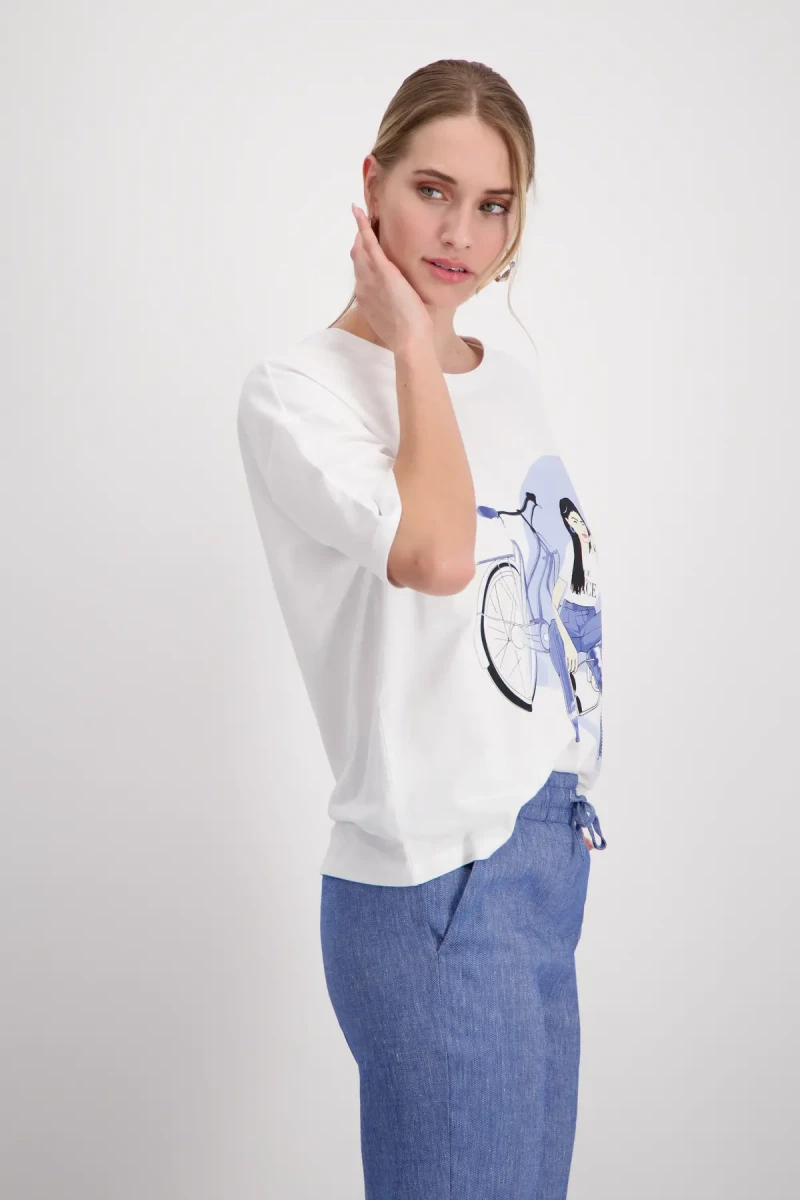 Monari T-Shirt mit Frauen Zeichnung Letzter Tag
