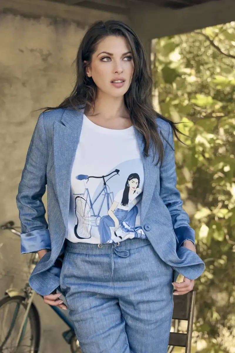 Monari T-Shirt mit Frauen Zeichnung Letzter Tag
