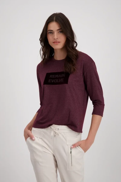 Monari Glänzendes T-Shirt mit Strass Schrift Vierteljährliche Förderung